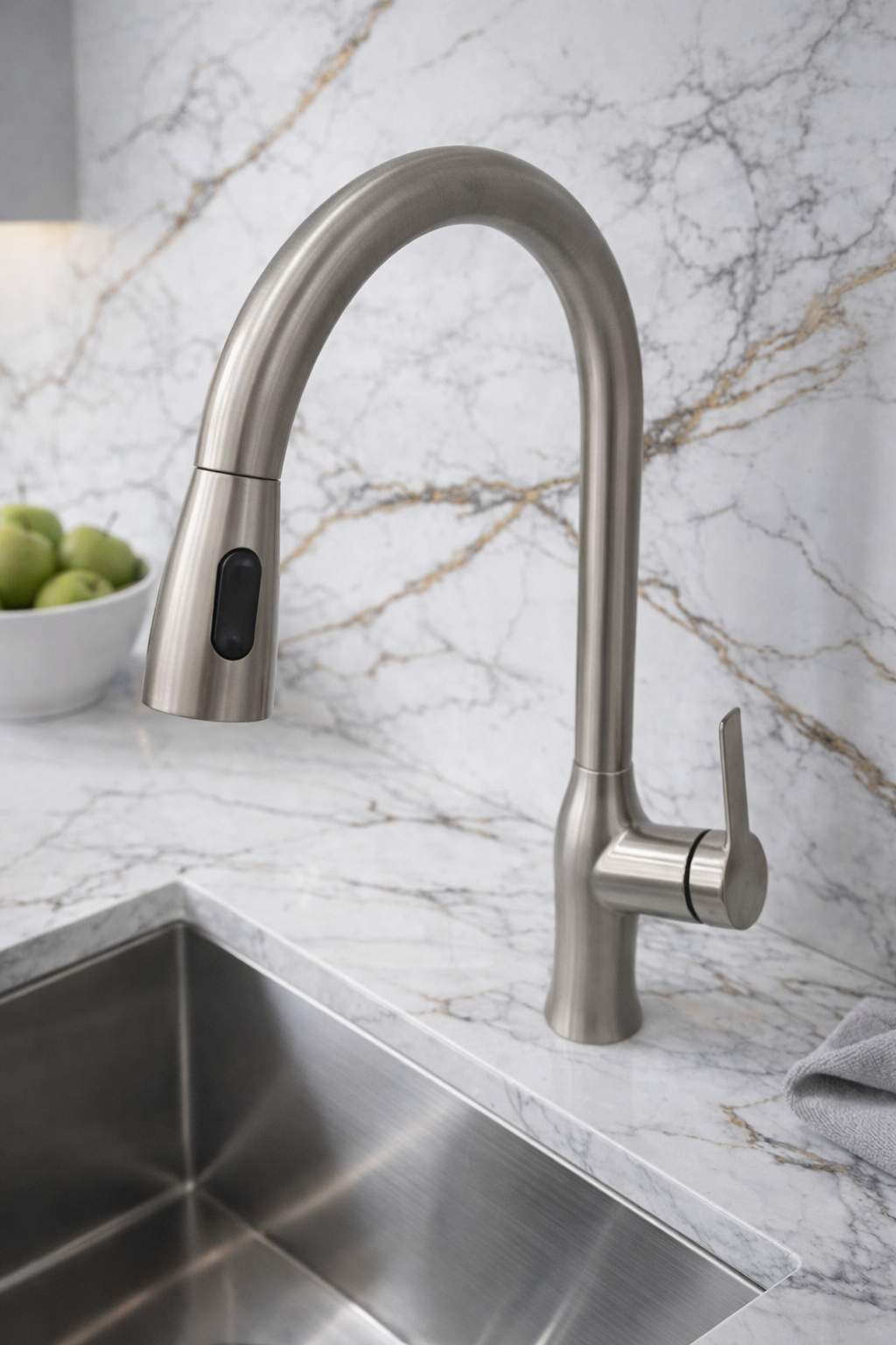 حنفية عصرية في مطبخ حديث