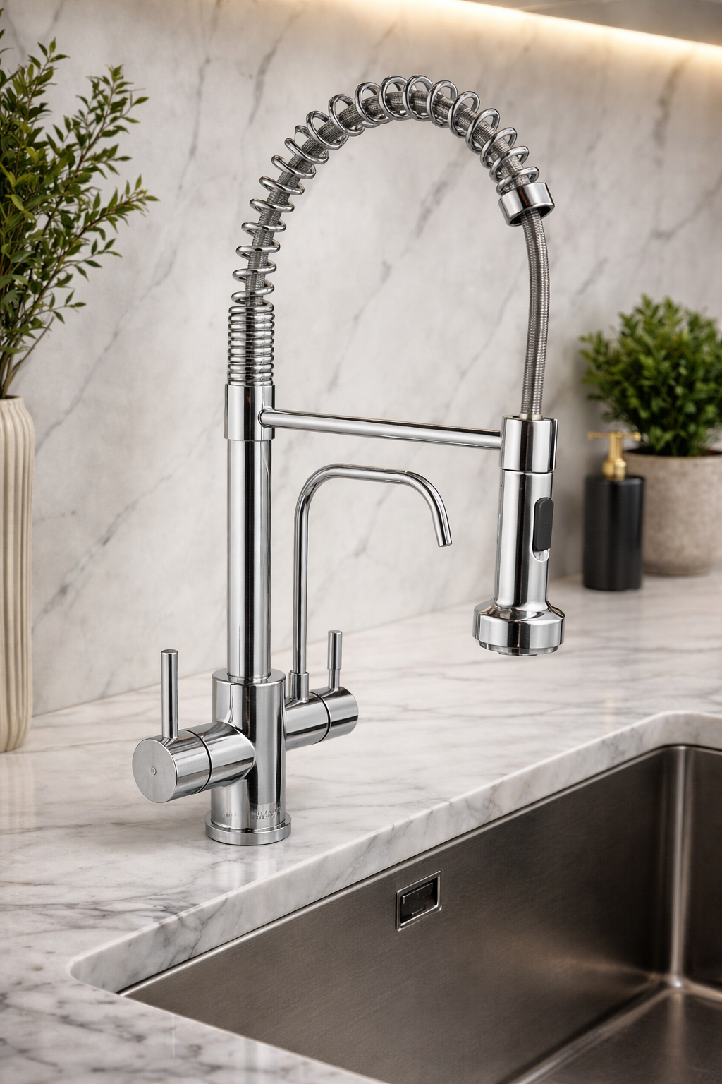 حنفية مطبخ كروم أنيقة