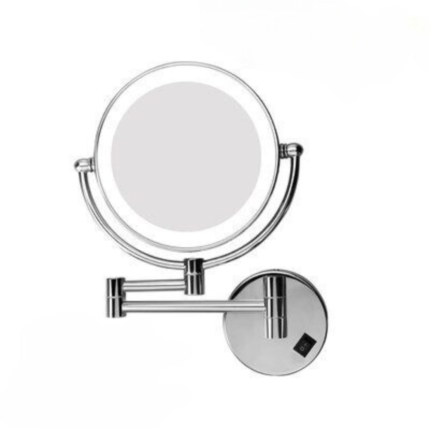 مرآة حائط مزدوجة الجهة بإضاءة LED – ألوان متعددة (كروم، أسود، ذهبي)