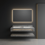 مغسلة رخام حوض واحد بإضاءة LED مقاسات 120 و140 سم – فخامة التصميم الحديث من سندان