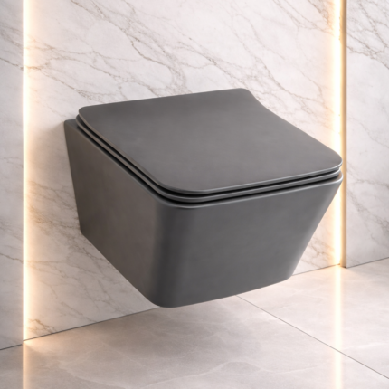 كرسي جداري معلق مودرن فاخر – تصميم عصري بغطاء ناعم الإغلاق