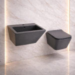 باكج حمام جداري فاخر مودرن (مغسلة + كرسي معلق) – تصميم أنيق ولمسة عصرية