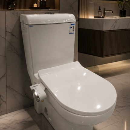 كرسي طهارة بشطاف نانو أبيض – صناعة سعودية فاخرة