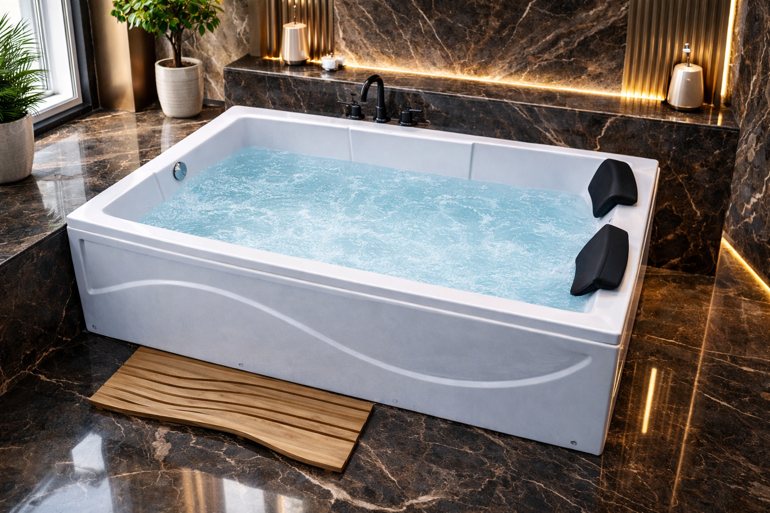 حمام فاخر بألوان دافئة